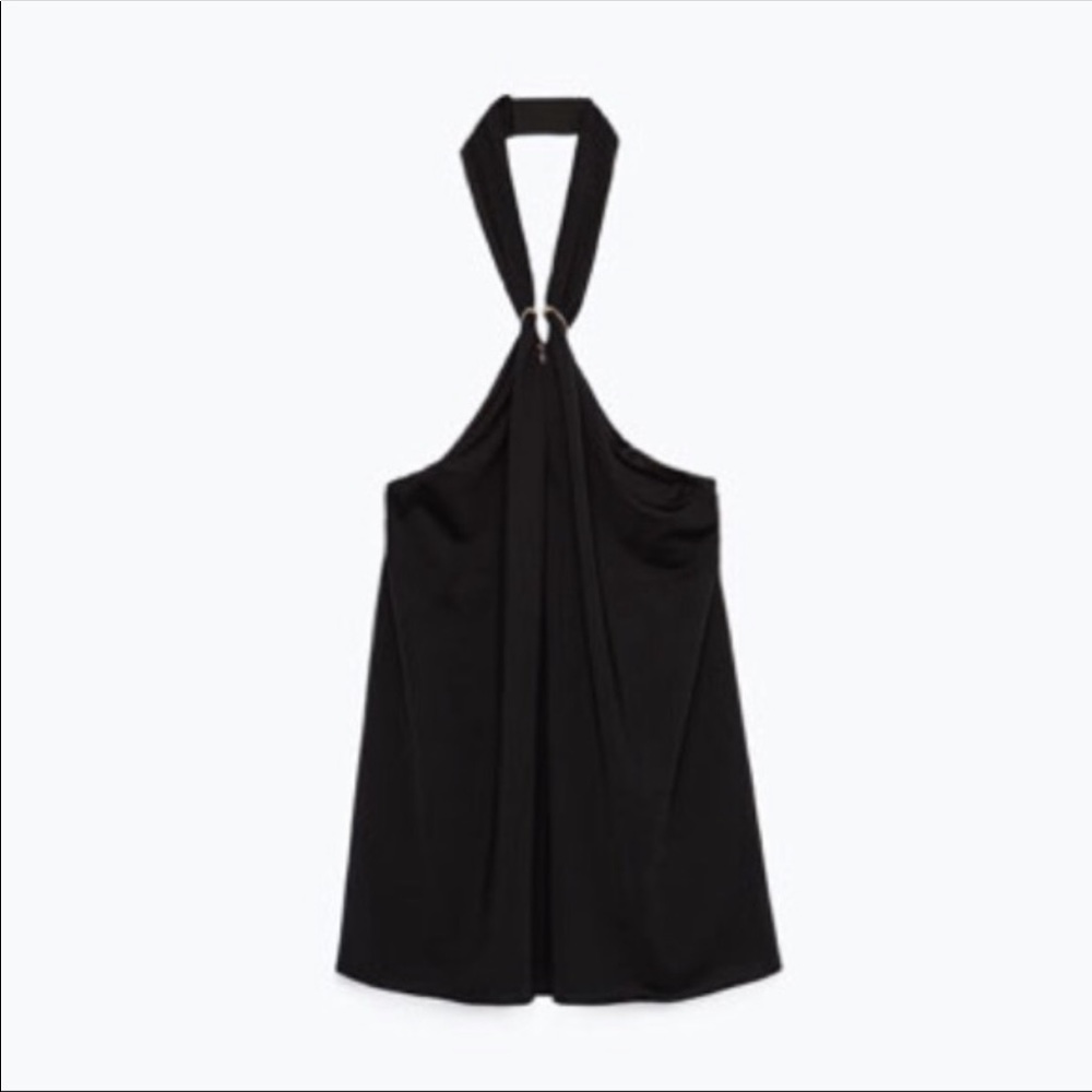 NWT ZARA HALTER NECK TOP WITH METALLIC PIECE - Picture 3 of 4